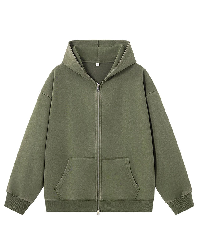 Men's Oversized Washed Faded Knit Zip-Up Cardigan
