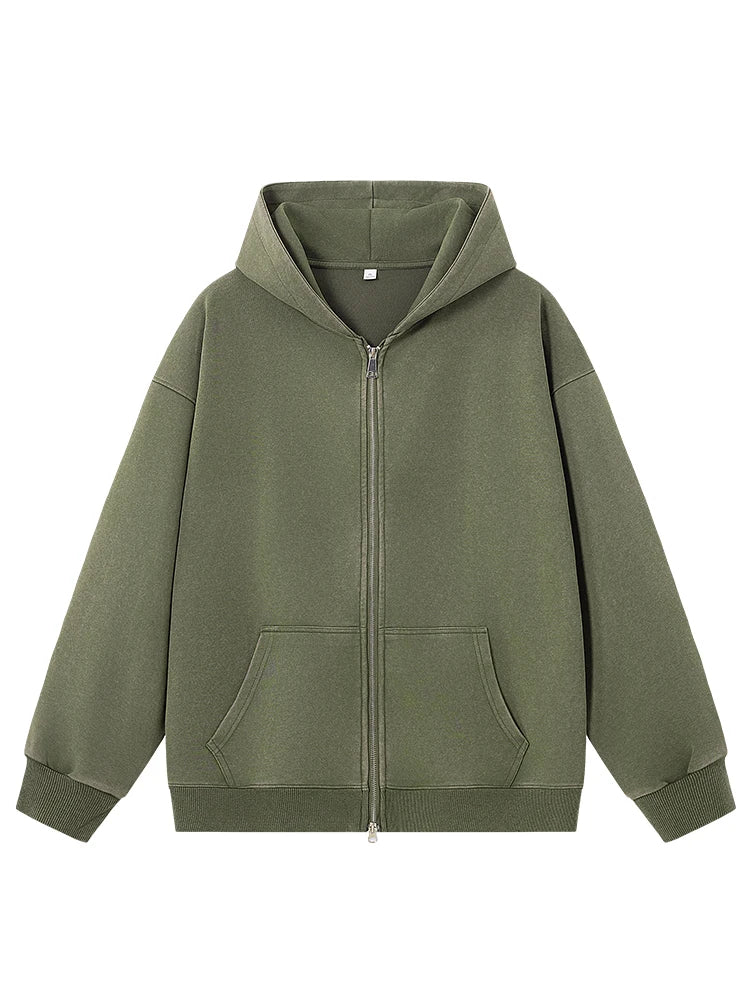 Men's Oversized Washed Faded Knit Zip-Up Cardigan