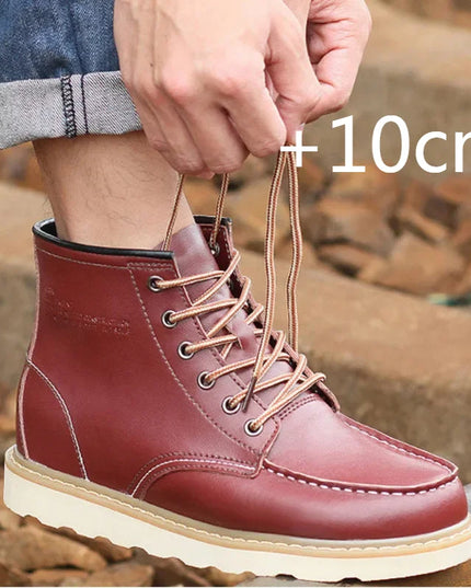 Men’s Height-Increasing Boots - Comfortable Faux Leather Mens Shoes for Enhanced Height & Style