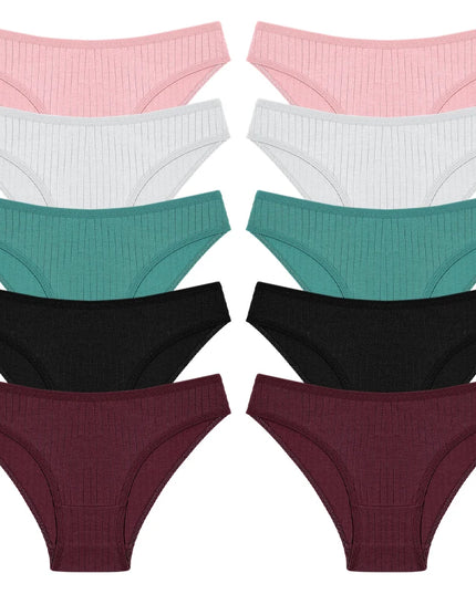 FINETOO 10-Pack Women's Cotton Breathable Underwear – Comfortable & Soft Cotton Panties for Women