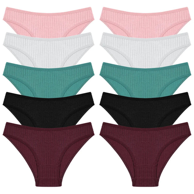 FINETOO 10-Pack Women's Cotton Breathable Underwear – Comfortable & Soft Cotton Panties for Women