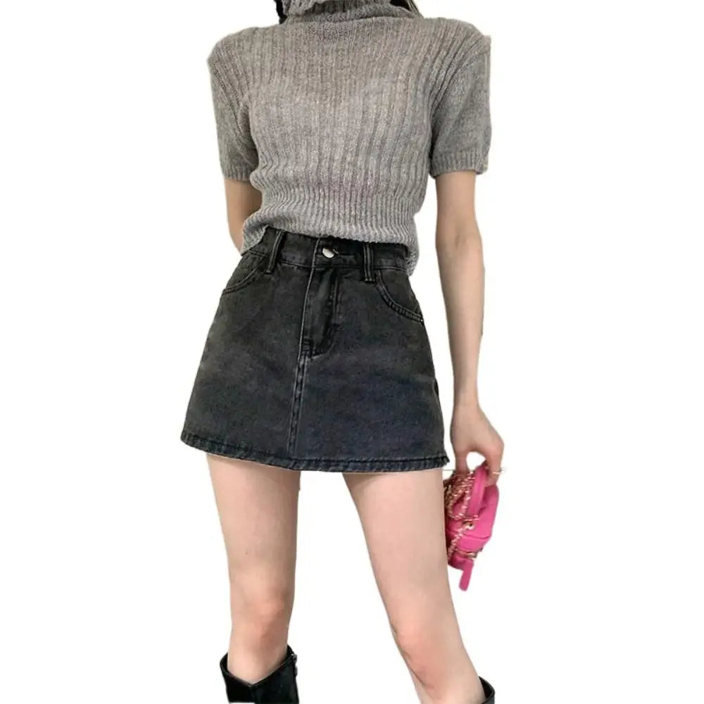 Women's High-Waist Denim Skirt - Slim Fit