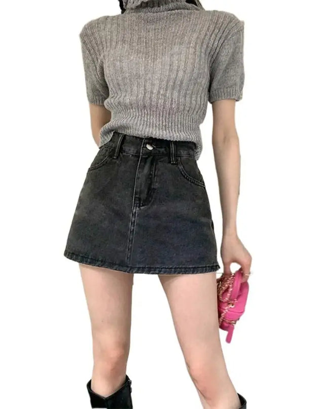 Women's High-Waist Denim Skirt - Slim Fit