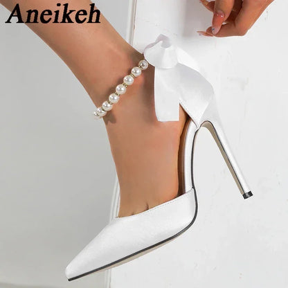 Aneikeh Beaded Ankle Strap High Heels