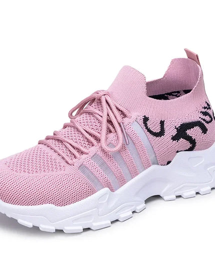 Women's Breathable Casual Lace-Up Sneakers with Thick Sole