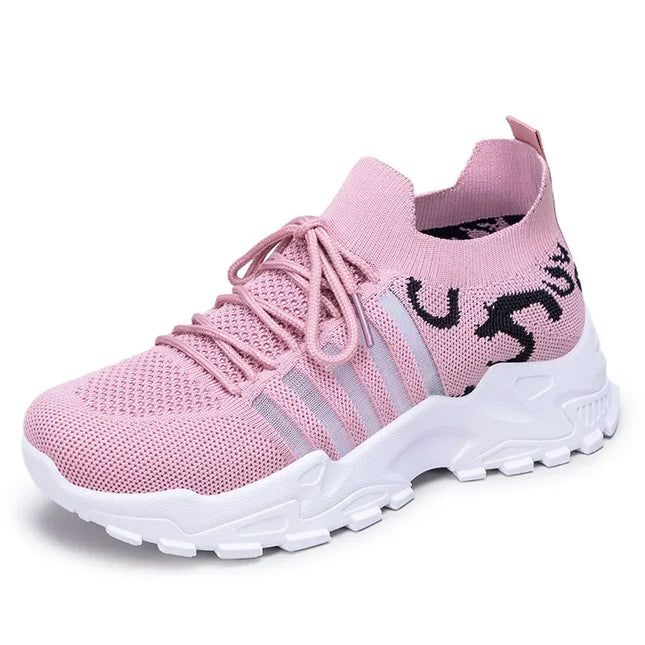 Women's Breathable Casual Lace-Up Sneakers with Thick Sole