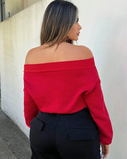Women's Long Sleeve Casual Off-Shoulder Sweater