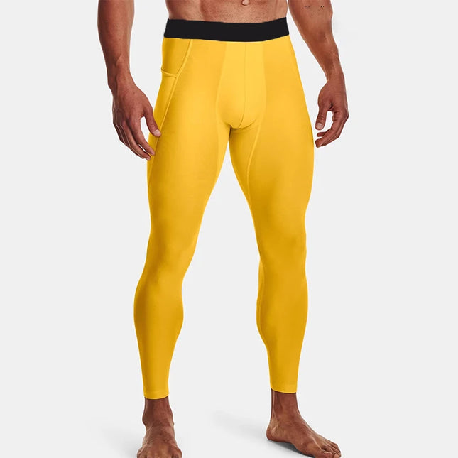 Men's Compression Running Tights with Dry Fit Material and Phone Pocket