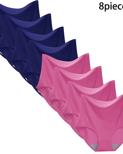 8-Pack Women’s Ice Silk Seamless Triangle Briefs - Comfortable, Tight Fit, Elastic Underwear Set