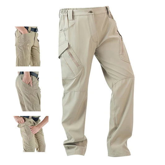 Men's Slim Fit Casual Pants with Multiple Pockets and Micro Elasticity