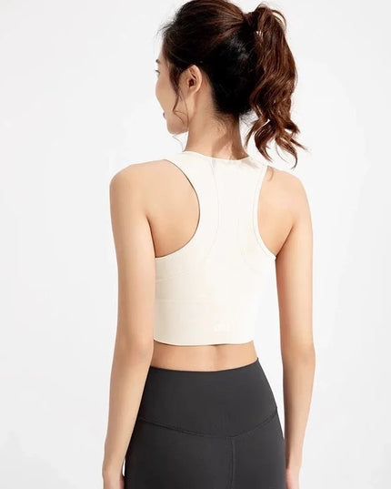 Women's Vest with Front Zipper and Built-In Fixed Cups