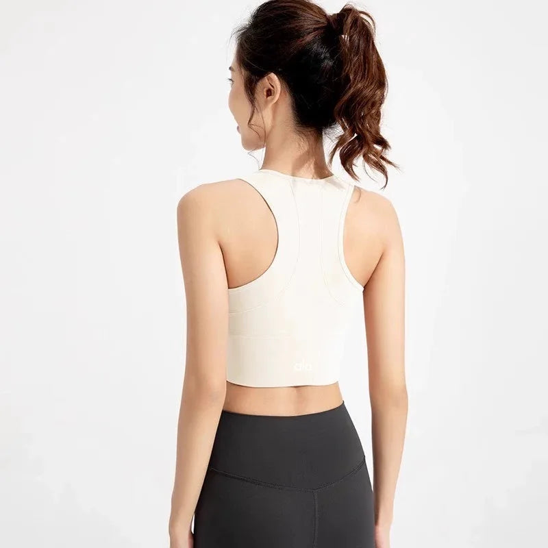 Women's Vest with Front Zipper and Built-In Fixed Cups