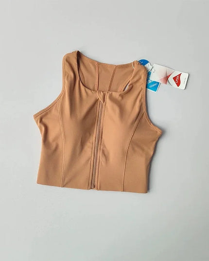 Women's Vest with Front Zipper and Built-In Fixed Cups