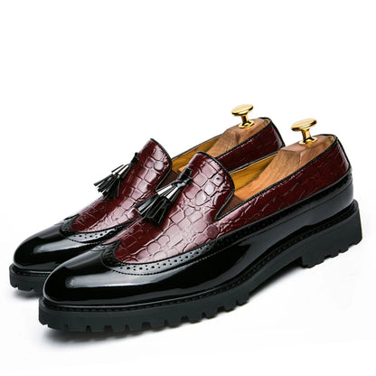 Men's Casual Slip-On Shoes - Crocodile Print Genuine Leather Loafers