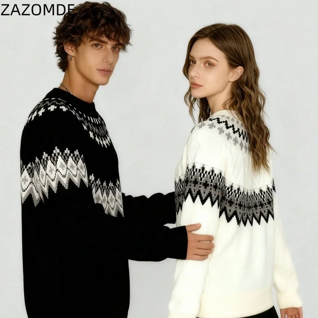 ZAZOMDE Striped Knit Pullover Sweater for Women and Men