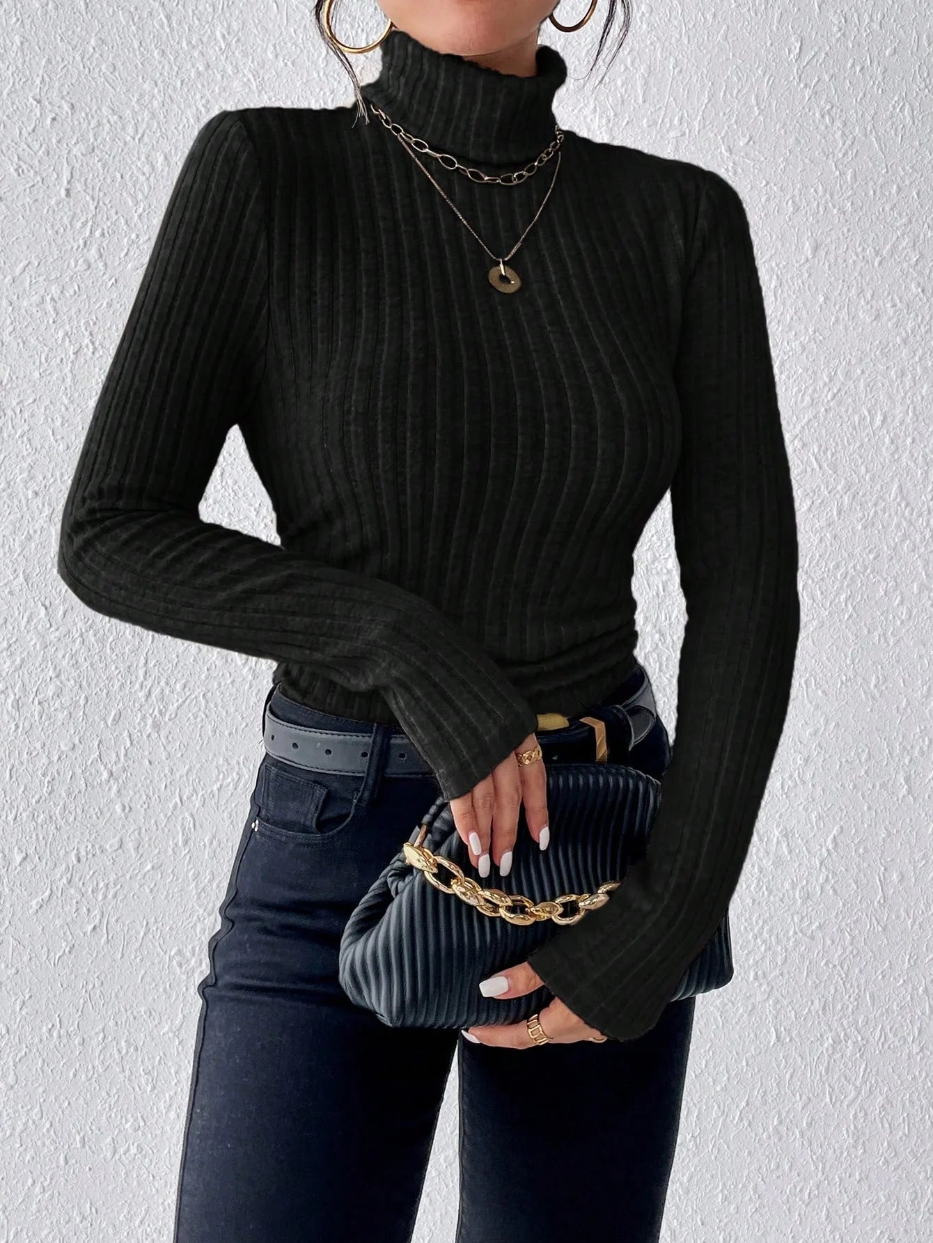 Women’s Long Sleeve Slim Fit Stretch Knitted Sweater