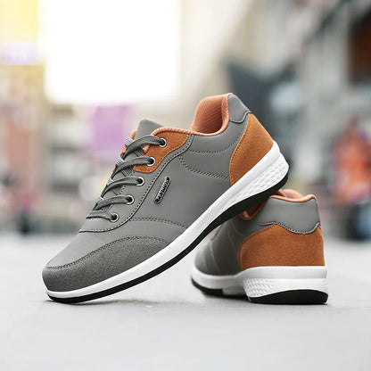 Men's Faux Leather Sneakers – Non-Slip Casual Shoes