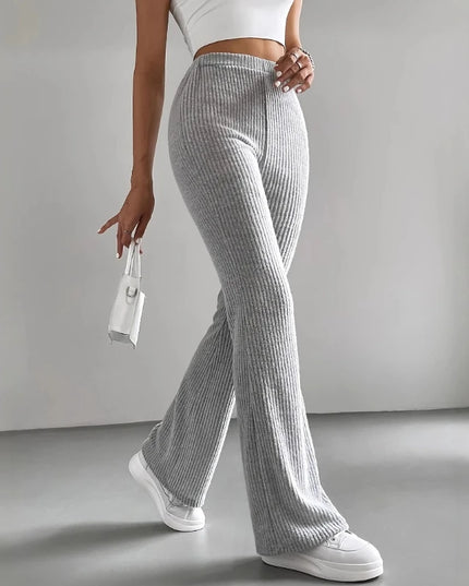 Women's Casual Ribbed Knit Slim Flared Pants