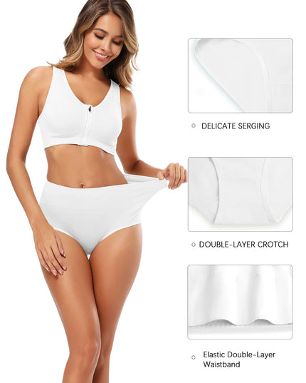 5-Piece Women's Breathable Cotton High-Cut Belly Control Panties