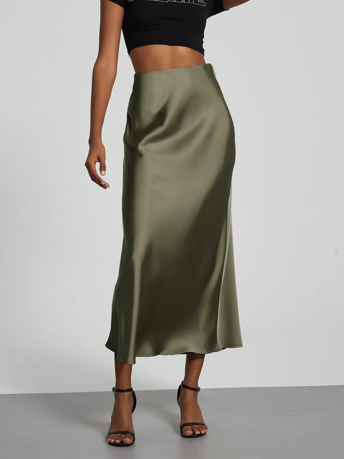 Women's Sophisticated High-Waisted Satin Maxi Skirt