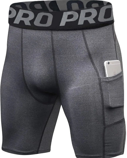 Men's Workout Compression Shorts with Side Pocket
