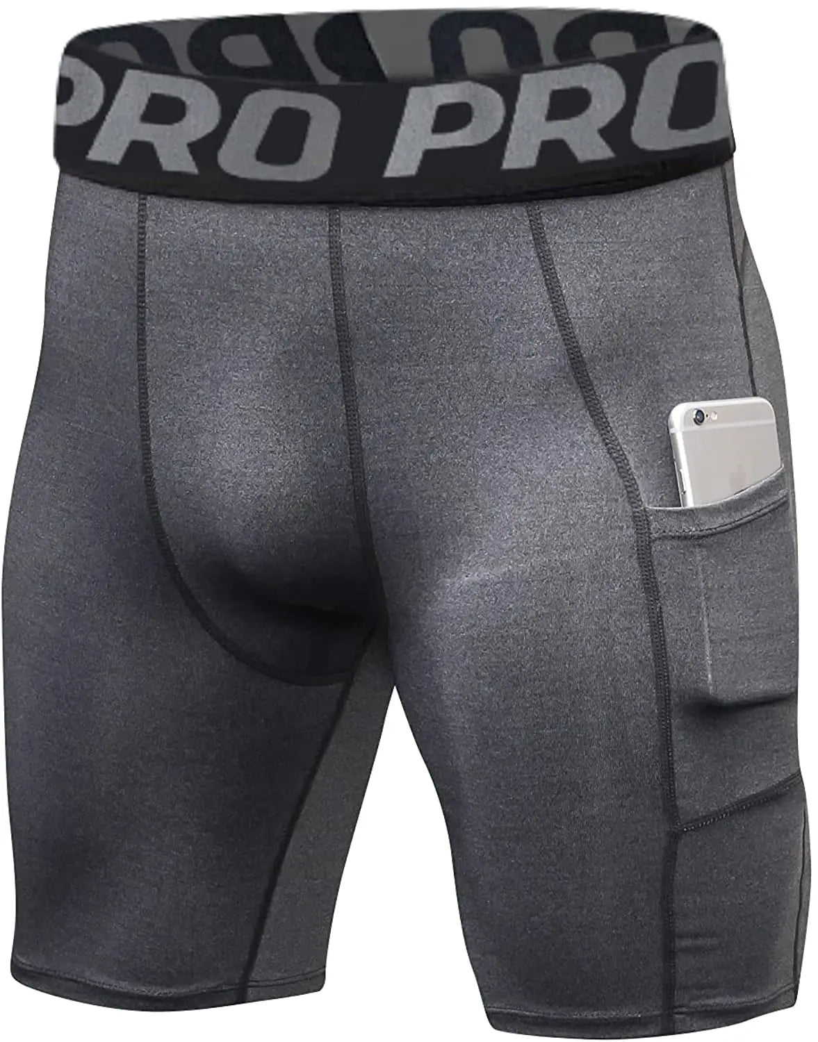 Men's Workout Compression Shorts with Side Pocket