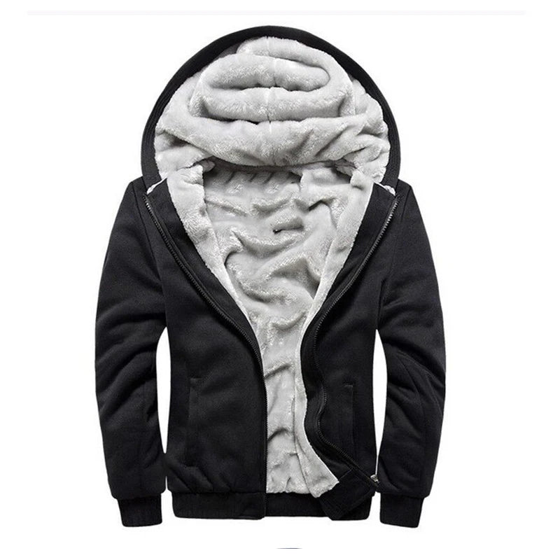 Men's Zipper Hoodie Fleece Thickened Jacket