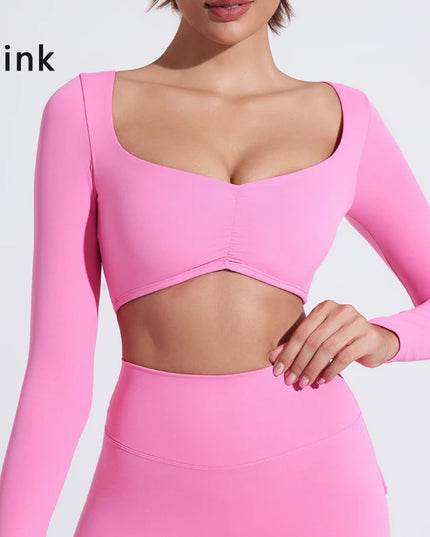 Women's Long-Sleeved Nylon Crop Top