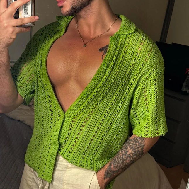 Men's Casual Knitted Mesh Shirt