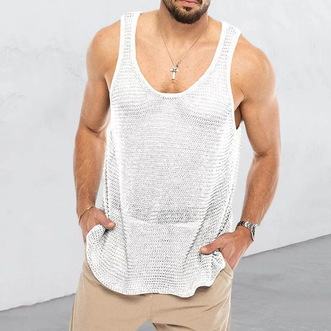 Men's tank top loose knit  mesh