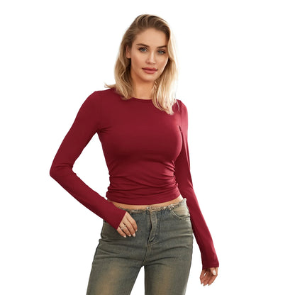 Women’s Long Sleeve Crew Neck Sweater – Casual Slim Fit Knit Top for Women