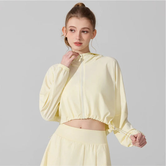 Women's Activewear Cropped Jacket - Breathable & Quick-Drying