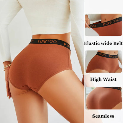 Women's 4-Piece Cotton High-Waist Seamless Breathable Elastic Underwear