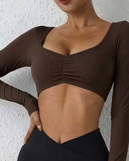 Women's Long-Sleeved Nylon Crop Top