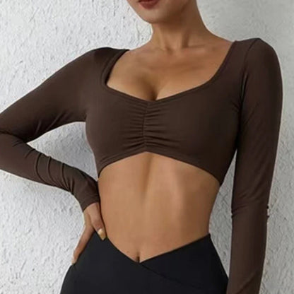 Women's Long-Sleeved Nylon Crop Top