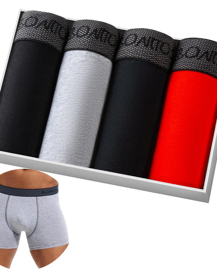 Men's Cotton Boxer Shorts - 4-Pack Comfortable Underwear for All-Day Wear