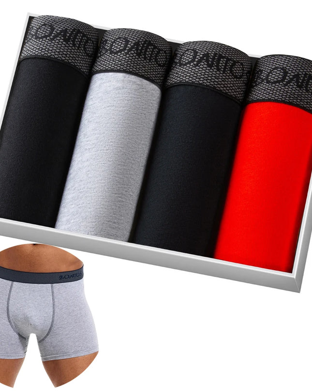 Men's Cotton Boxer Shorts - 4-Pack Comfortable Underwear for All-Day Wear