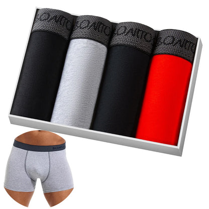 Men's Cotton Boxer Shorts - 4-Pack Comfortable Underwear for All-Day Wear