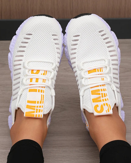Regenerate Delete Women's Breathable Knitted Mesh Sneakers - Lightweight Lace up Shoes
