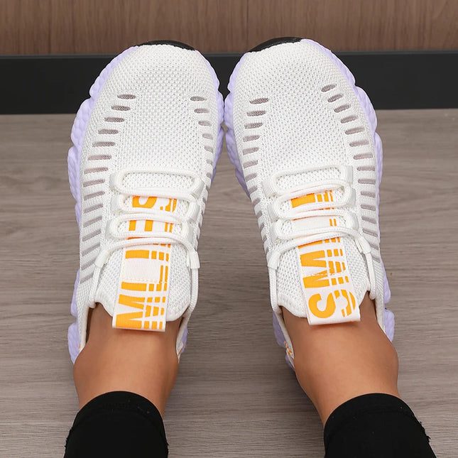 Regenerate Delete Women's Breathable Knitted Mesh Sneakers - Lightweight Lace up Shoes