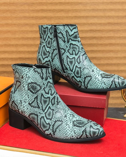 Men's Faux Leather Ankle Boots With Side Zipper Closure