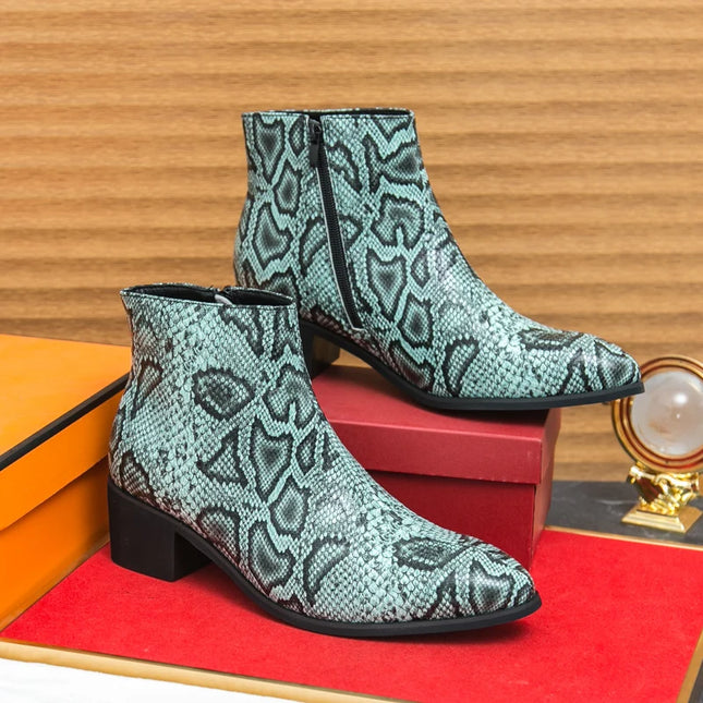 Men's Faux Leather Ankle Boots With Side Zipper Closure