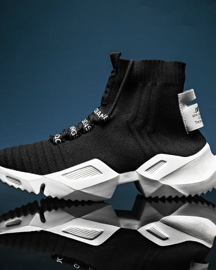 Men's High-Top Lightweight Mesh Sneakers with Lace-Up Design