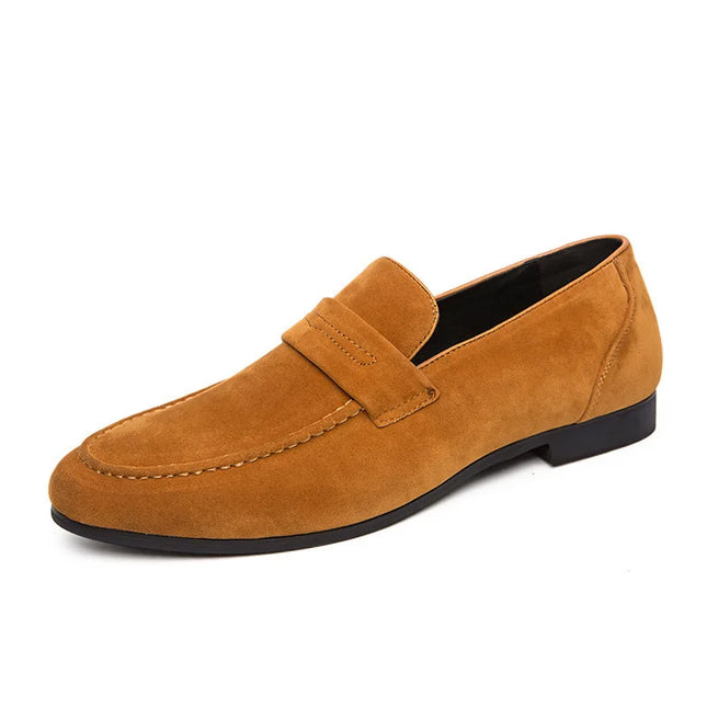 Faux Suede Men’s Casual Shoes – Breathable, Comfortable Slip-On