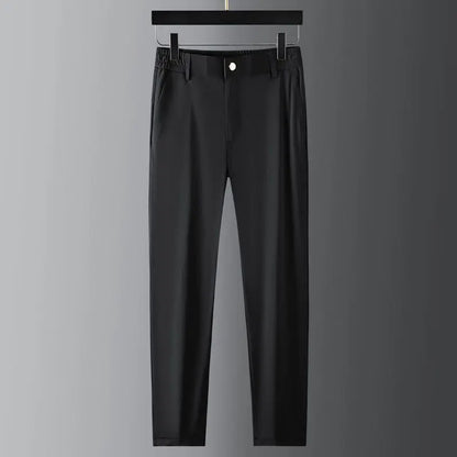 Ice Silk Men's 2-Piece Button-Up T-Shirt & Pants Set – Breathable, Stylish Summer Casual Outfit