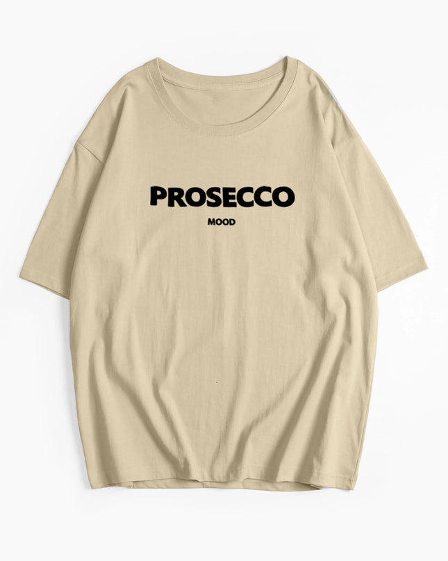 Cotton "Prosecco Mood" Print T-Shirt for Women - Casual Loose Fit Tee by Hirsionsan