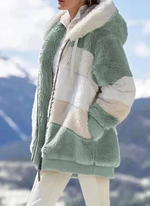 Oversized Hooded Plush Jacket for Women