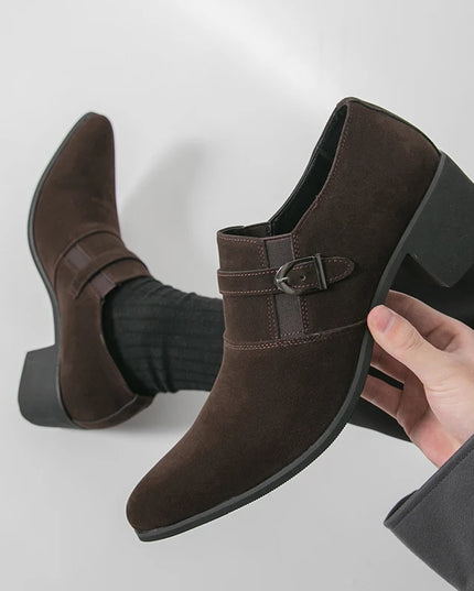 Men's Faux Suede Pointed Toe Height-Enhancing Shoes