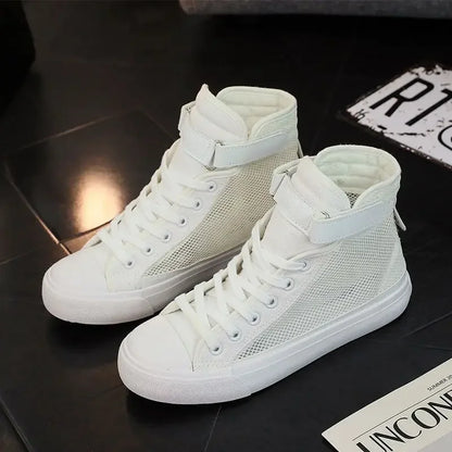 Women's High Top Mesh Lace-Up Sneakers