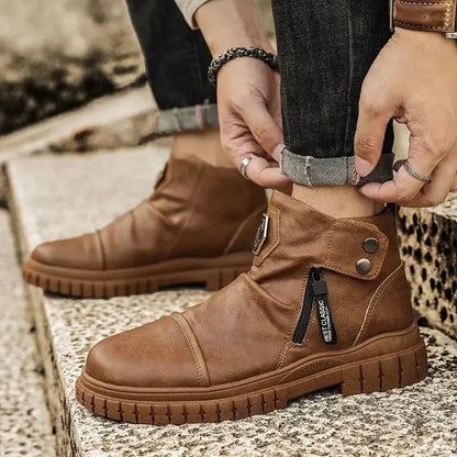 Men's Retro Classic Platform Shoes with Side Zip